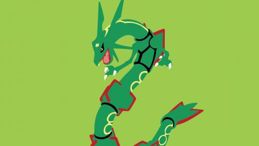 Rayquaza，动漫，绿色背景壁纸