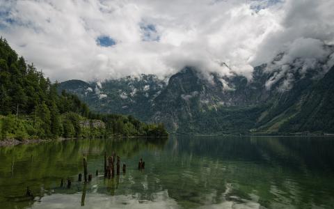 山风景Clouds湖高清壁纸