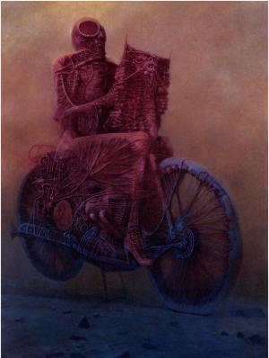 ZdzisławBeksiński，图稿，黑暗，骨架，报纸，自行车壁纸