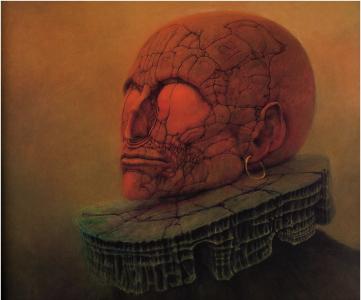 ZdzisławBeksiński，艺术品，黑暗，可怕的头，骨架壁纸