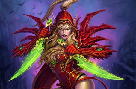 炉石：魔兽英雄，Valeera Sanguinar，绿色眼睛壁纸