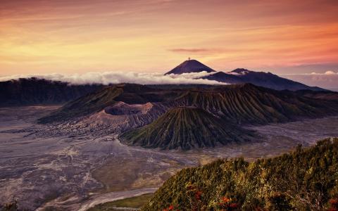 火山，印度尼西亚，布罗莫火山壁纸