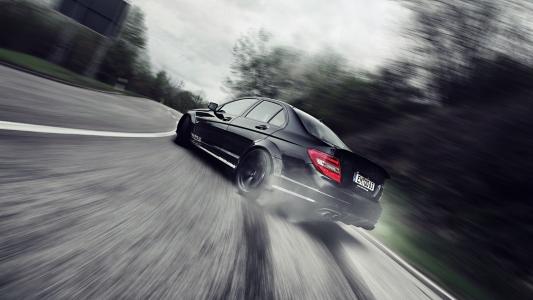 奔驰AMG黑色系列Drift Motion Blur高清壁纸