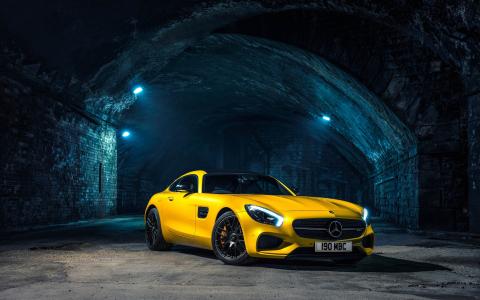 2015奔驰AMG GT C190黄色超级跑车壁纸