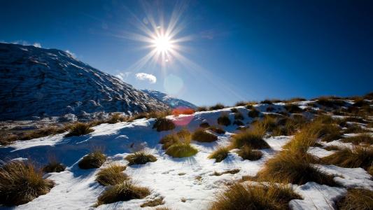 太阳阳光雪冬季高清壁纸