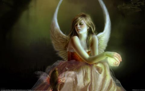 天使女孩精灵翅膀壁纸