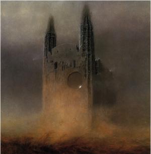 ZdzisławBeksiński，图稿，黑暗，建筑，老，塔壁纸