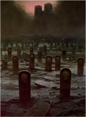 ZdzisławBeksiński，图稿，黑暗，建筑，云，坟茔壁纸