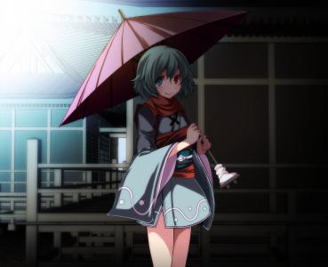 动漫女孩，异色症，Tatara Kogasa，东方，伞壁纸