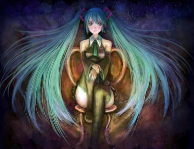 艺术品，动漫女孩，Vocaloid，初音未来壁纸