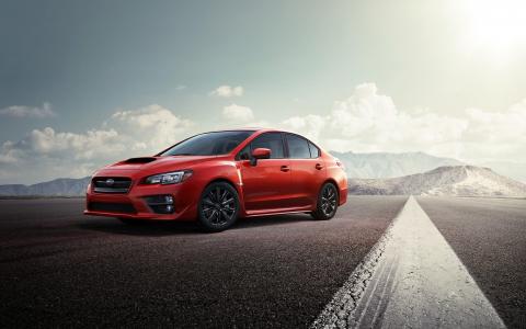 斯巴鲁impreza，wrx sti，2015年，红色，轨道壁纸