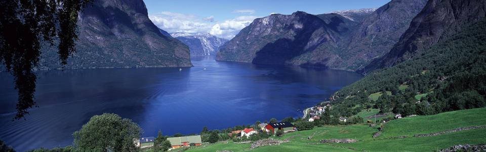 aurlandsfjord，Sogn og Fjordane县，挪威壁纸