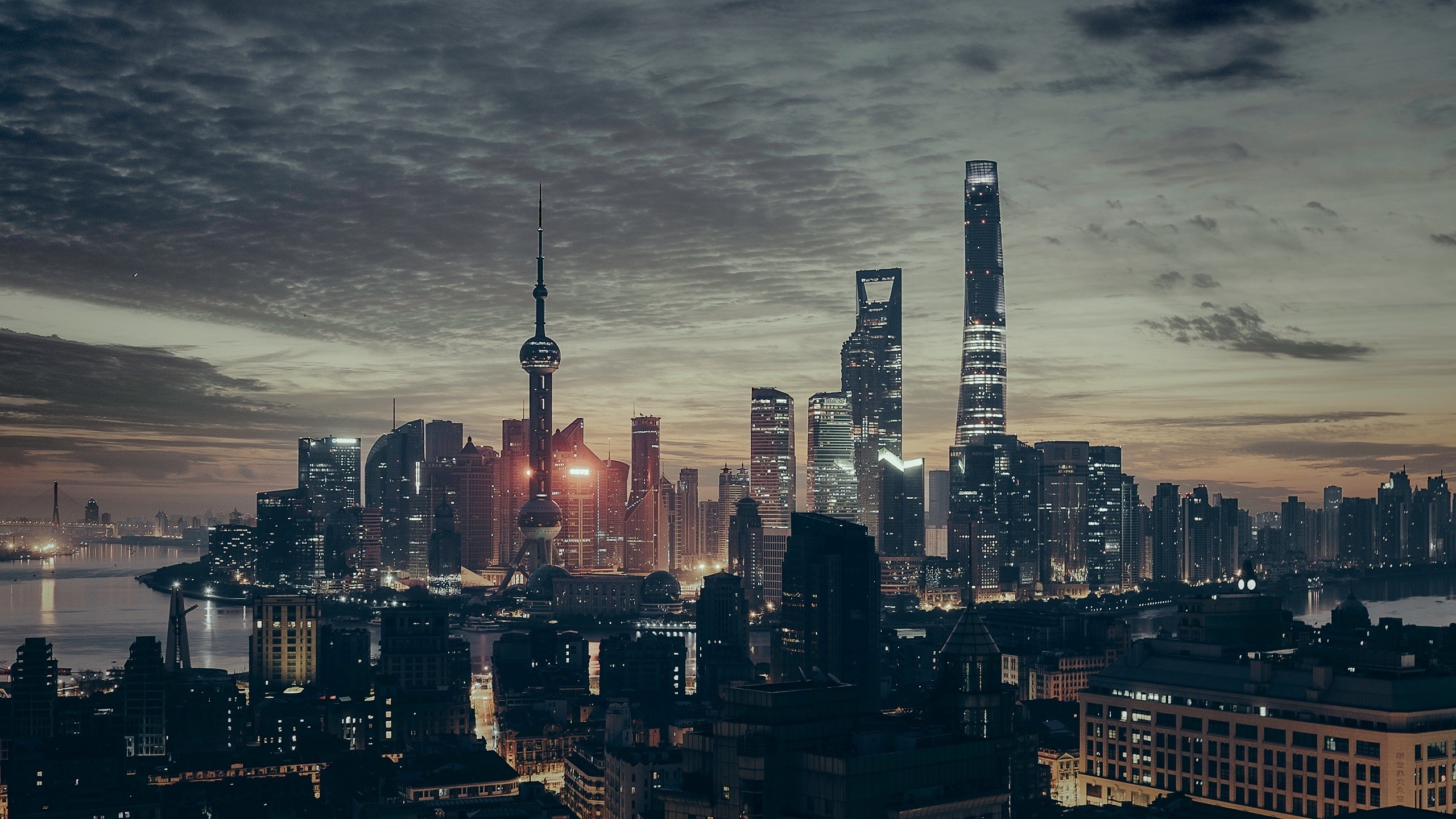 摄影,中国,晚上,上海,城市景观,城市,晚上壁纸