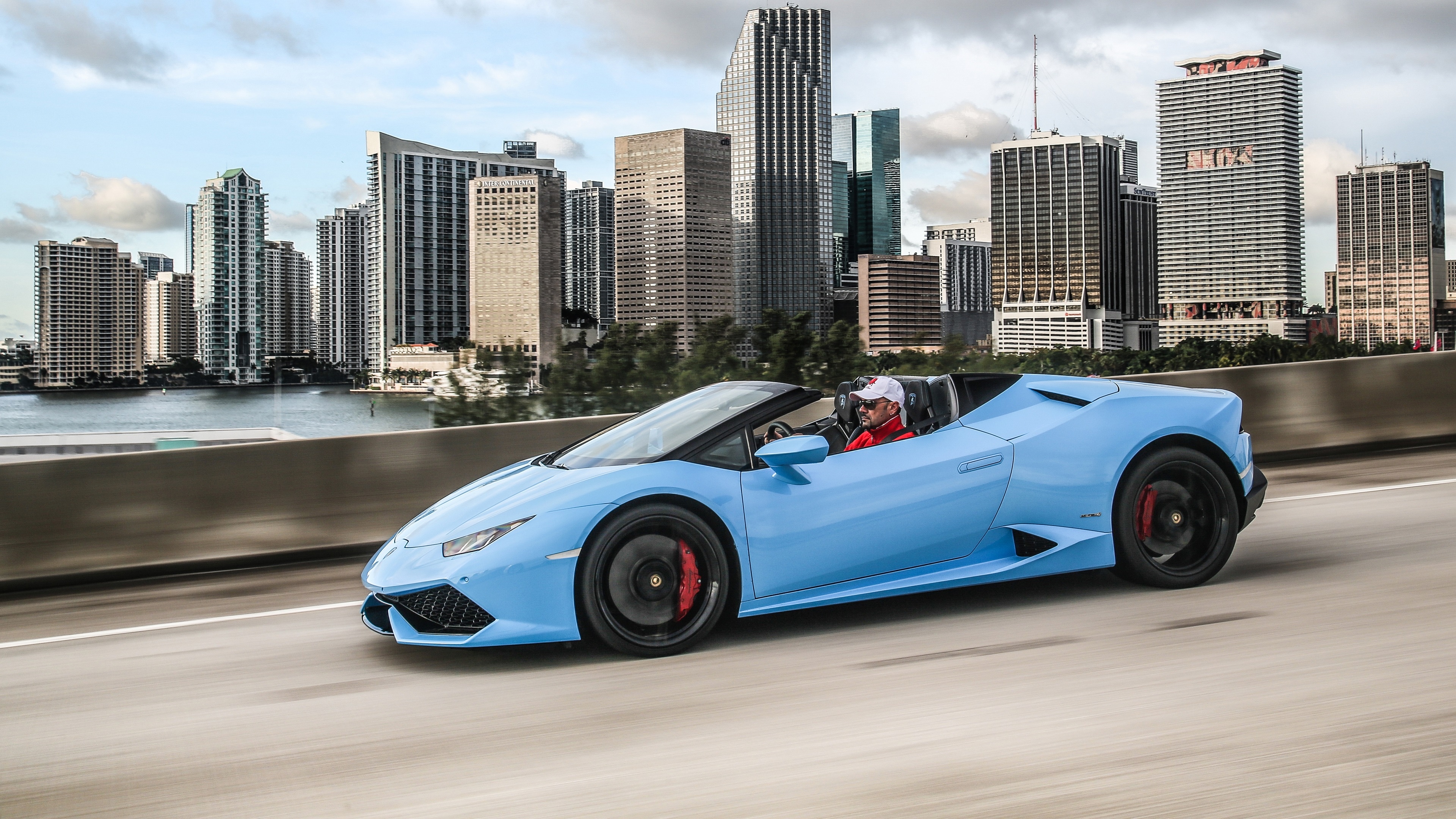 Lamborghini Huracan LP 610-4 blue supercar side view wallpaper
