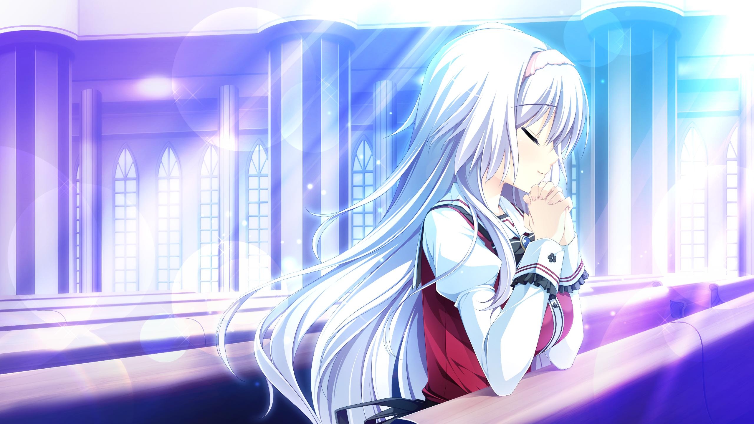 Otome ga Tsumugu锦鲤帆布，动漫女孩，阿纳斯塔西娅Alexeevna，祈祷壁纸