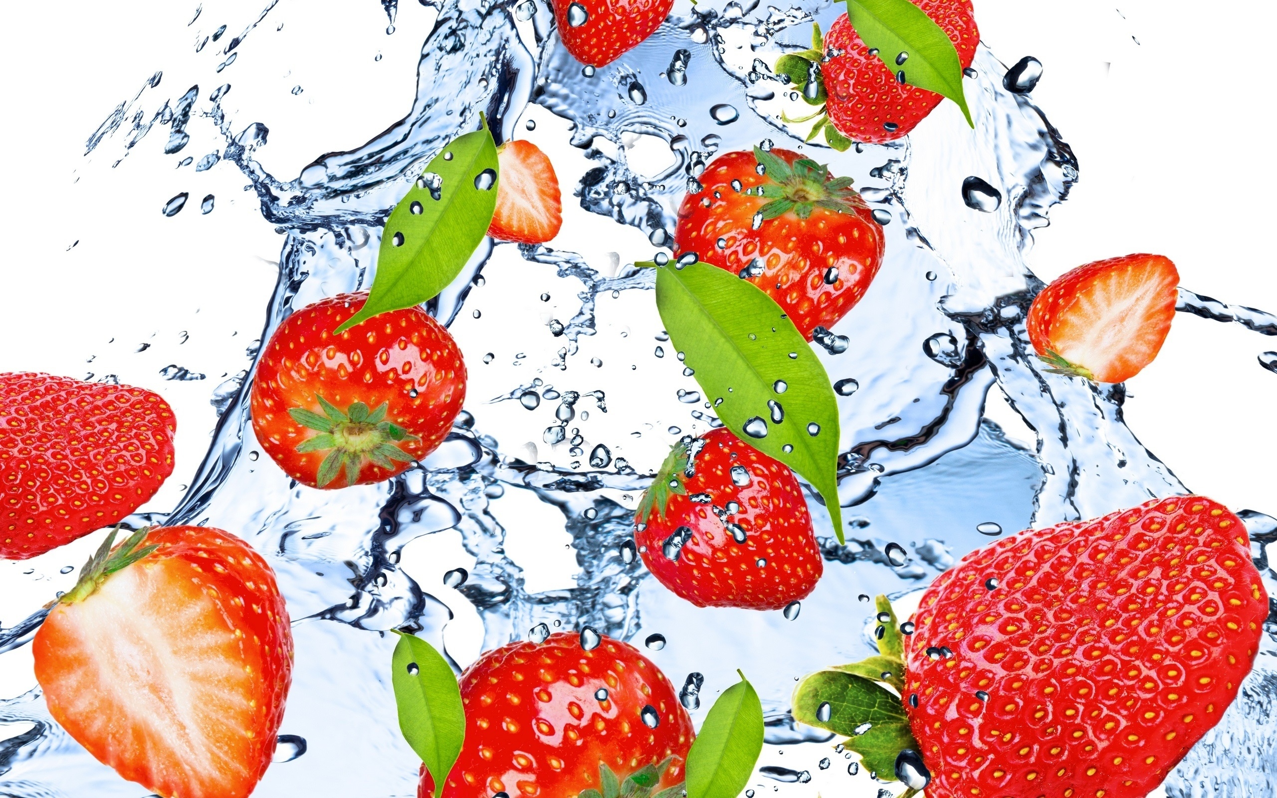 草莓,水果,水,飞溅壁纸