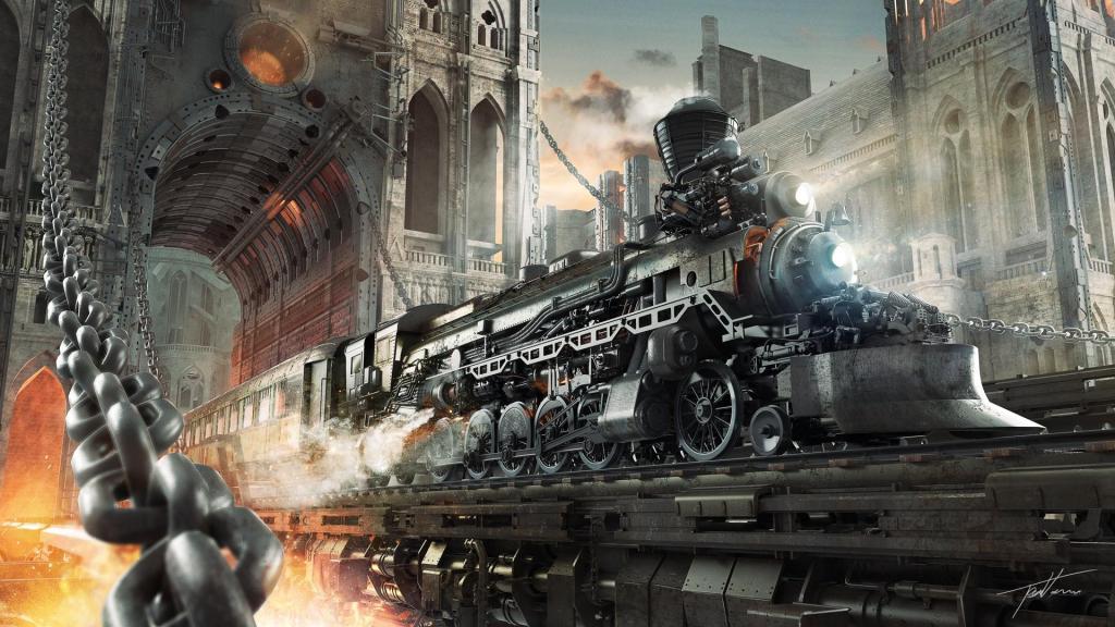 1蒸汽朋克火车梦幻般的世界工艺链幻想壁纸,高清图片,壁纸