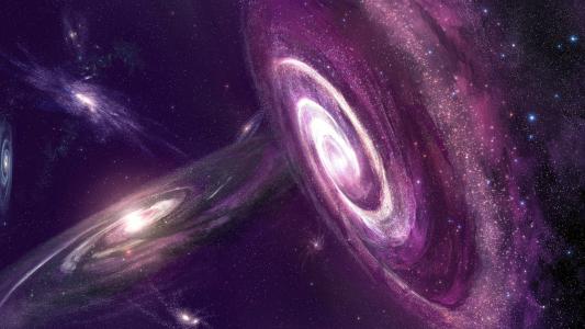 美丽的宇宙,星星,星系,紫色的星云壁纸