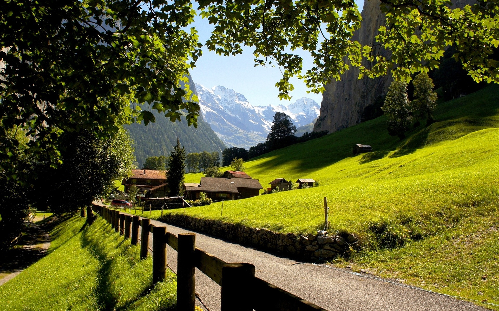 瑞士,劳特布龙嫩,少女峰,城市,山脉,阿尔卑斯山的壁纸