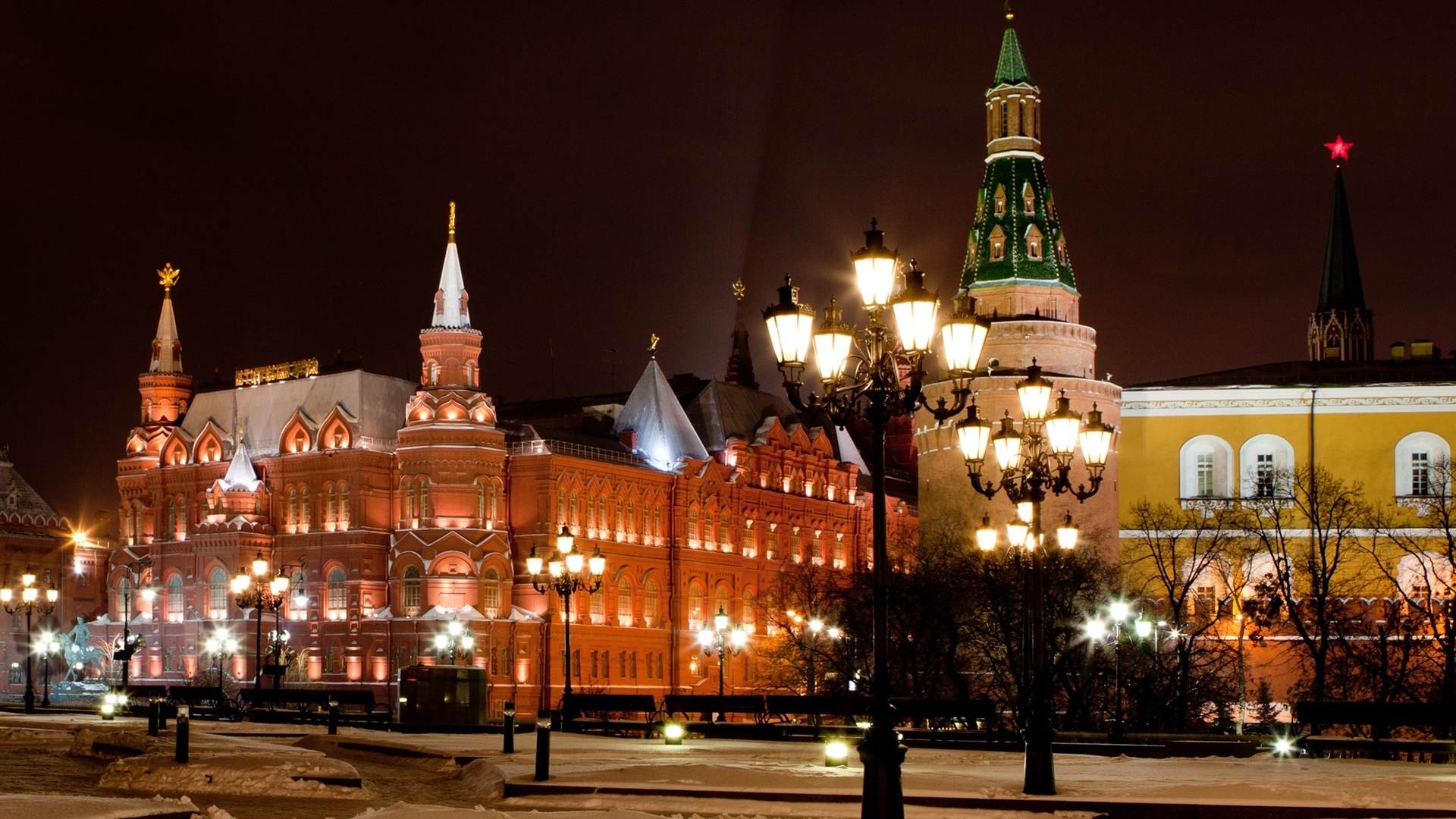莫斯科,俄罗斯,克里姆林宫博物馆,夜晚,灯光壁纸高清原图查看