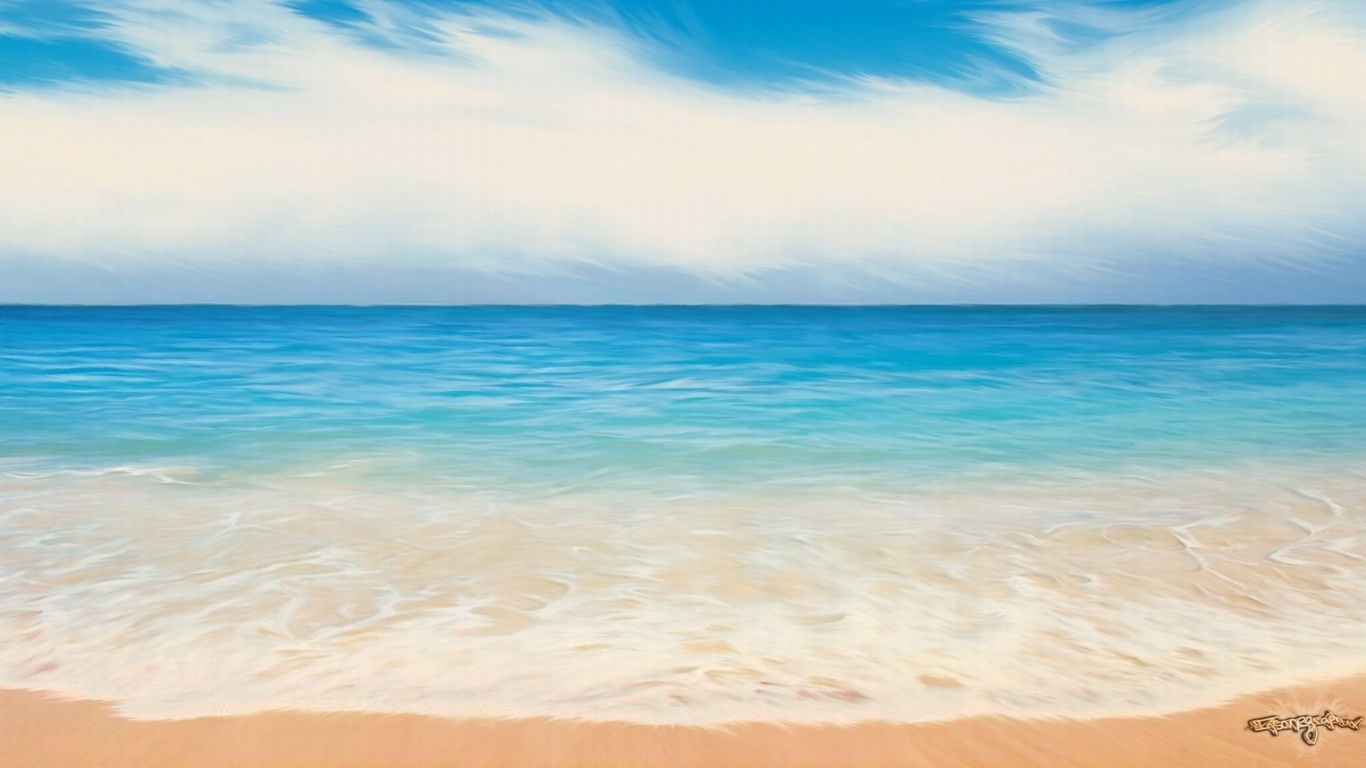 海岸混音3d海滩性质混音砂水高清壁纸1366x768分辨率查看