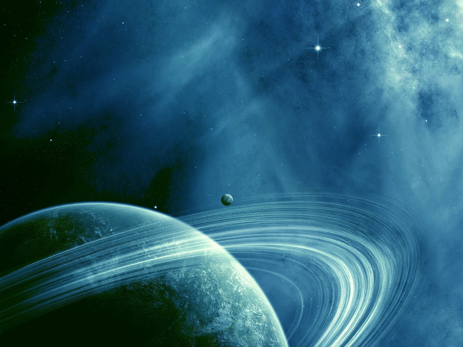 看到美丽的蓝色土星太空高清壁纸800x600分辨率查看