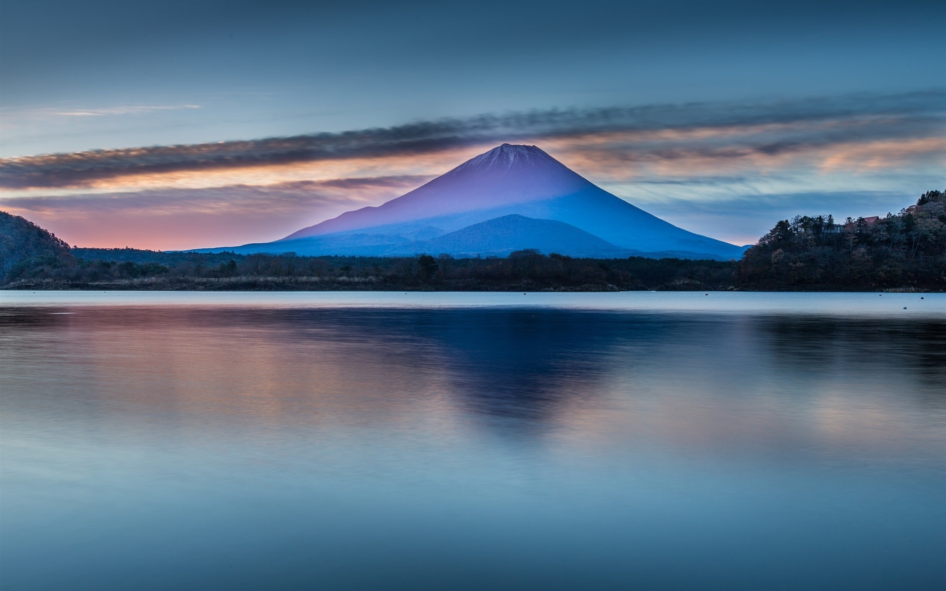 美丽的日本自然风光,富士山,湖,云,黎明壁纸,高清图片,壁纸,自然风景