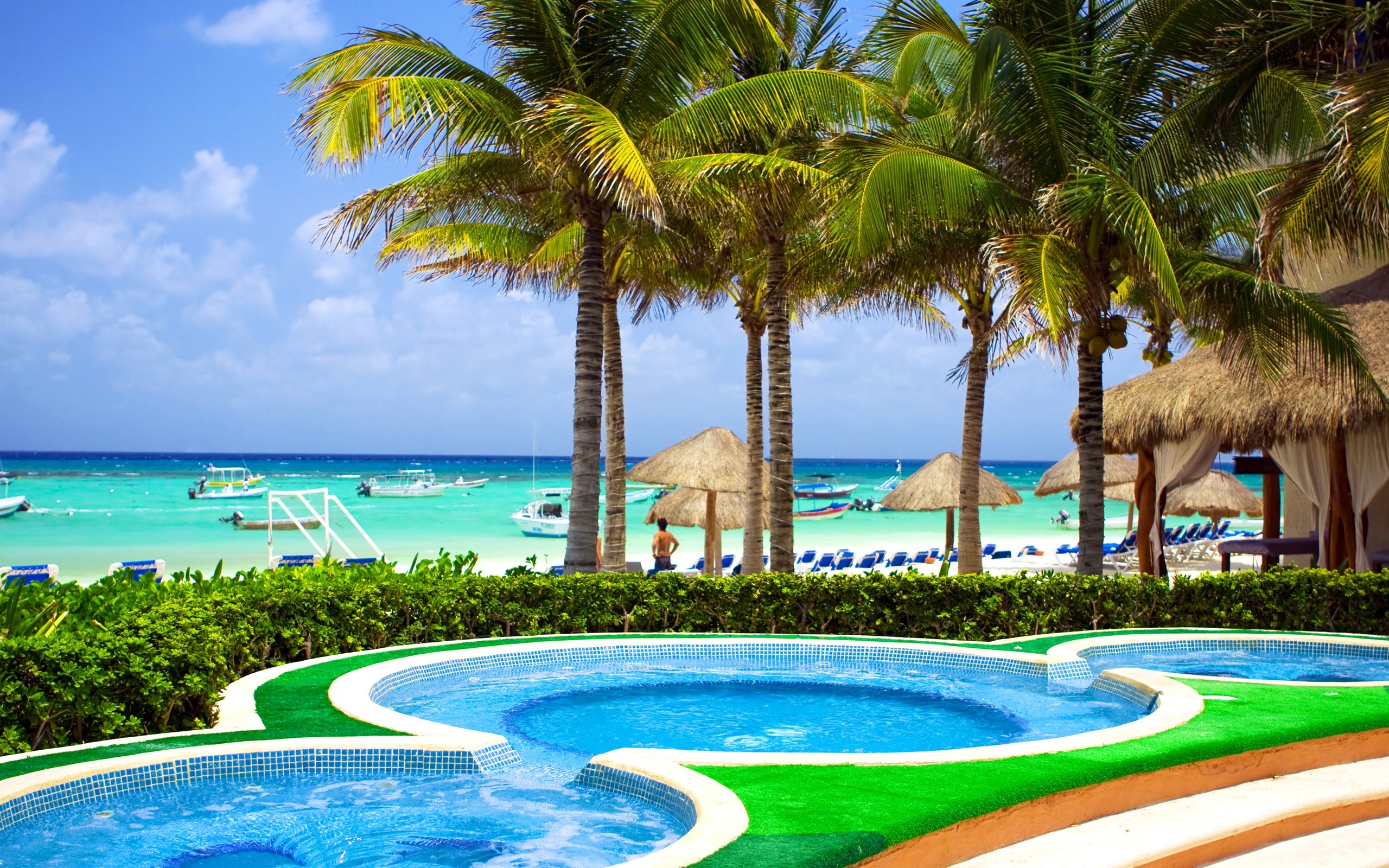 加勒比海,热带,海洋,海岸,海滩,棕榈树,游泳池壁纸1280x800分辨率查看