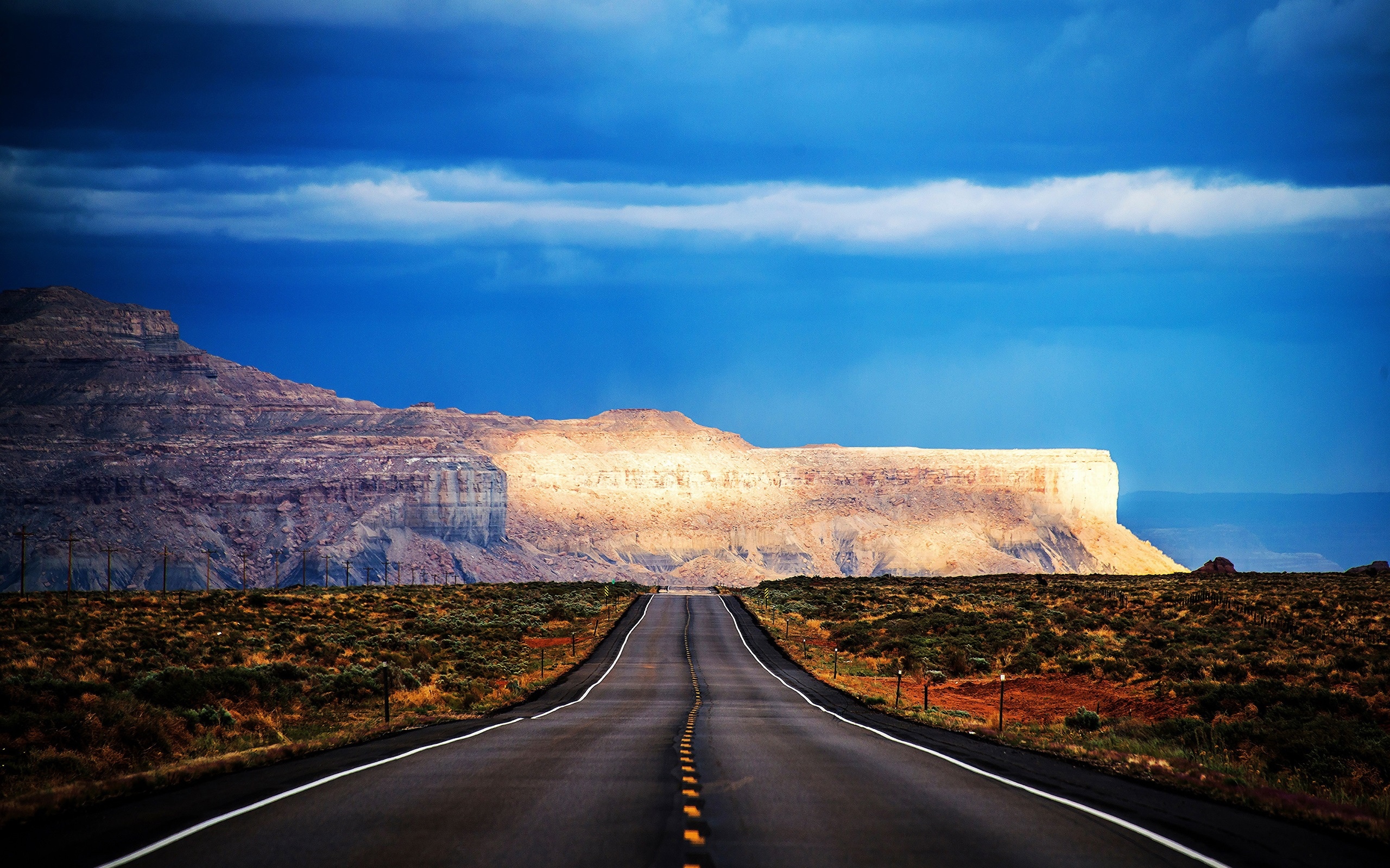 亚利桑那州,美国,路,山,树,蓝色的天空壁纸,高清图片,旅游景点