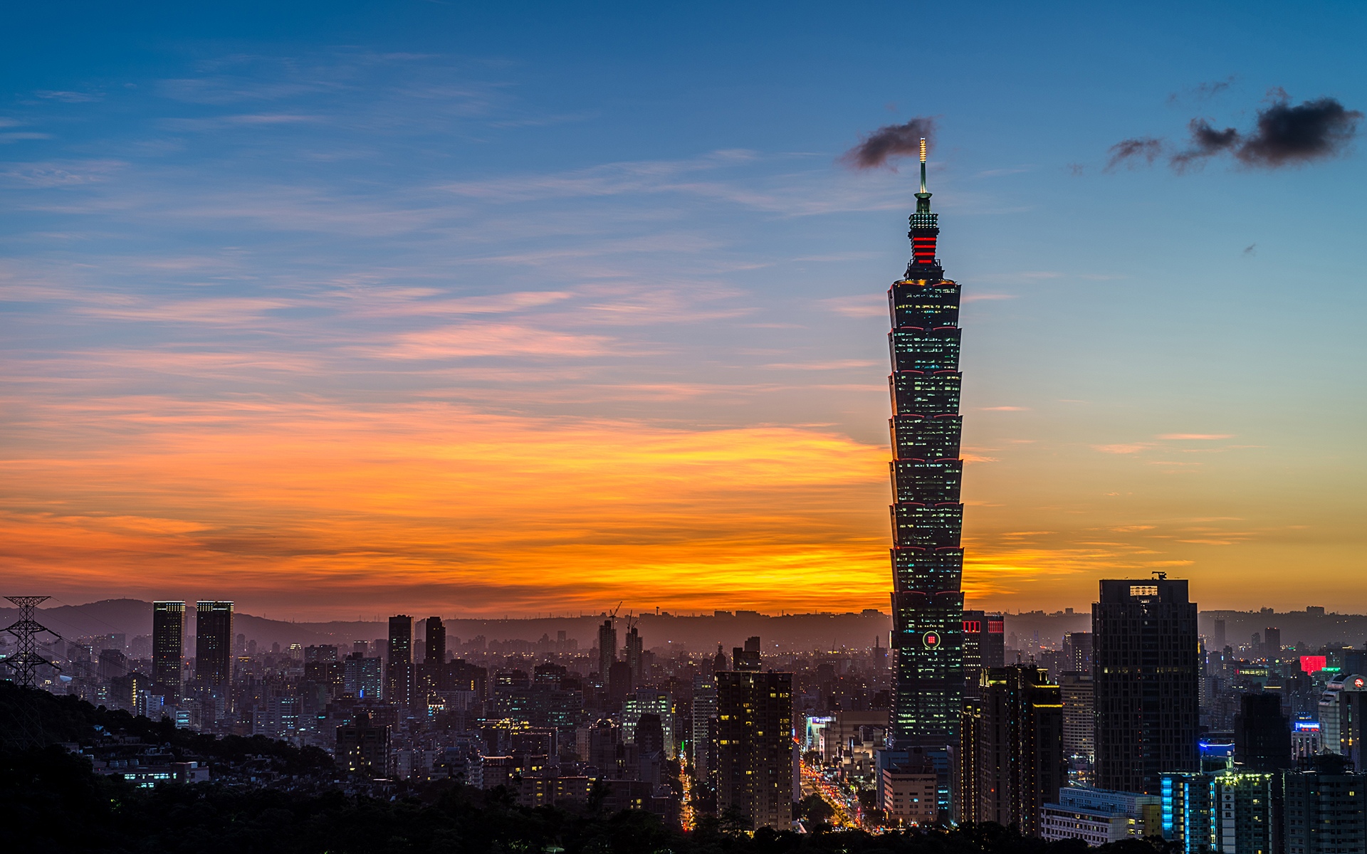 台湾建筑物摩天大楼日落高清壁纸1440x900分辨率查看